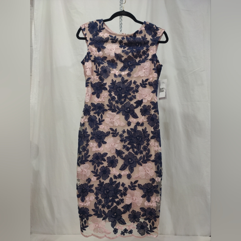 Donna Ricco NWT Navy Pink Floral Dress Size 2 - Picture 1 of 5